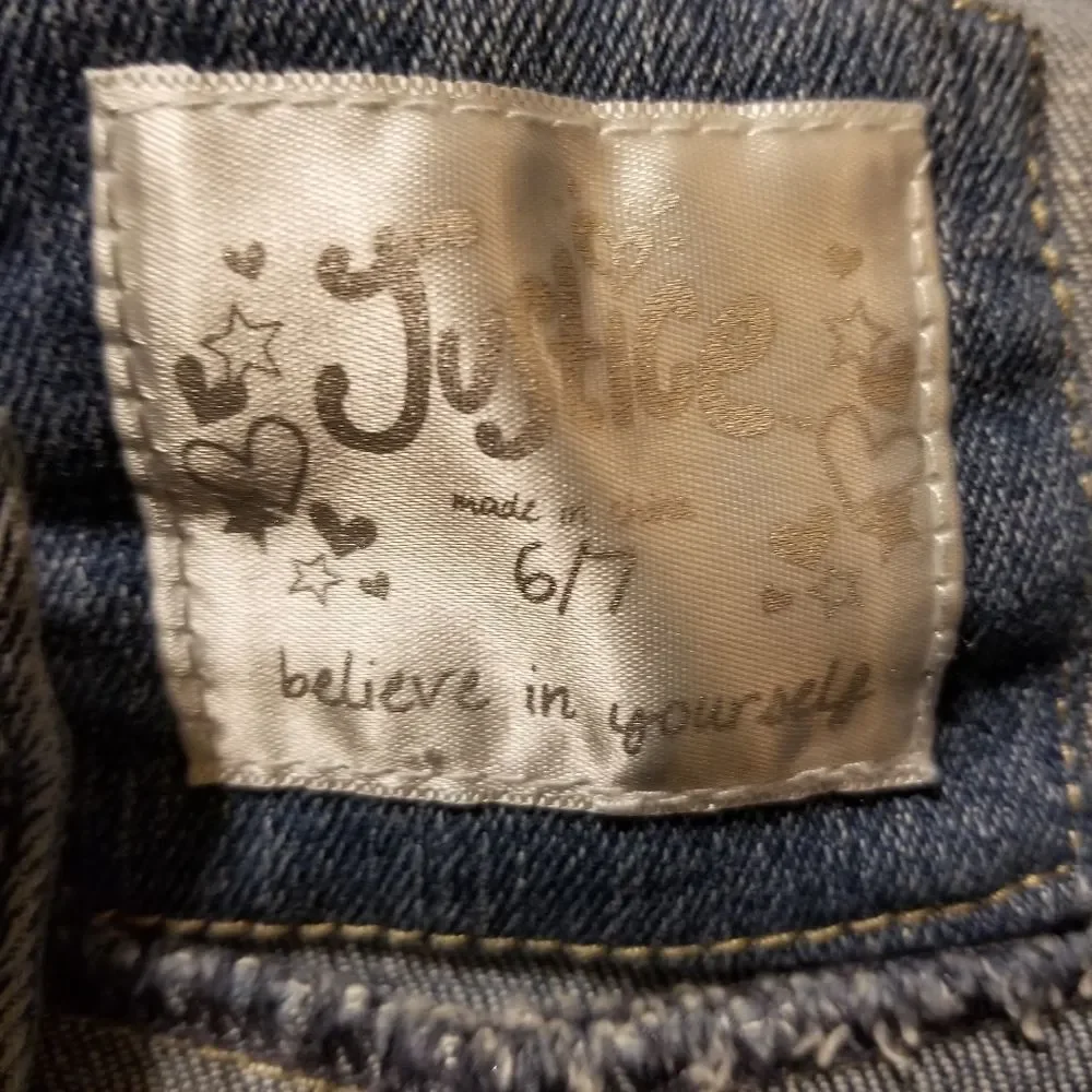 Justice Studded Denim Jean Kids Girls Vest Sleeveless Rhinestones Size 6/7